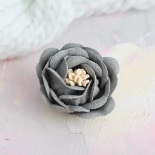 Цветок 3 см. плотный тканевый, серый