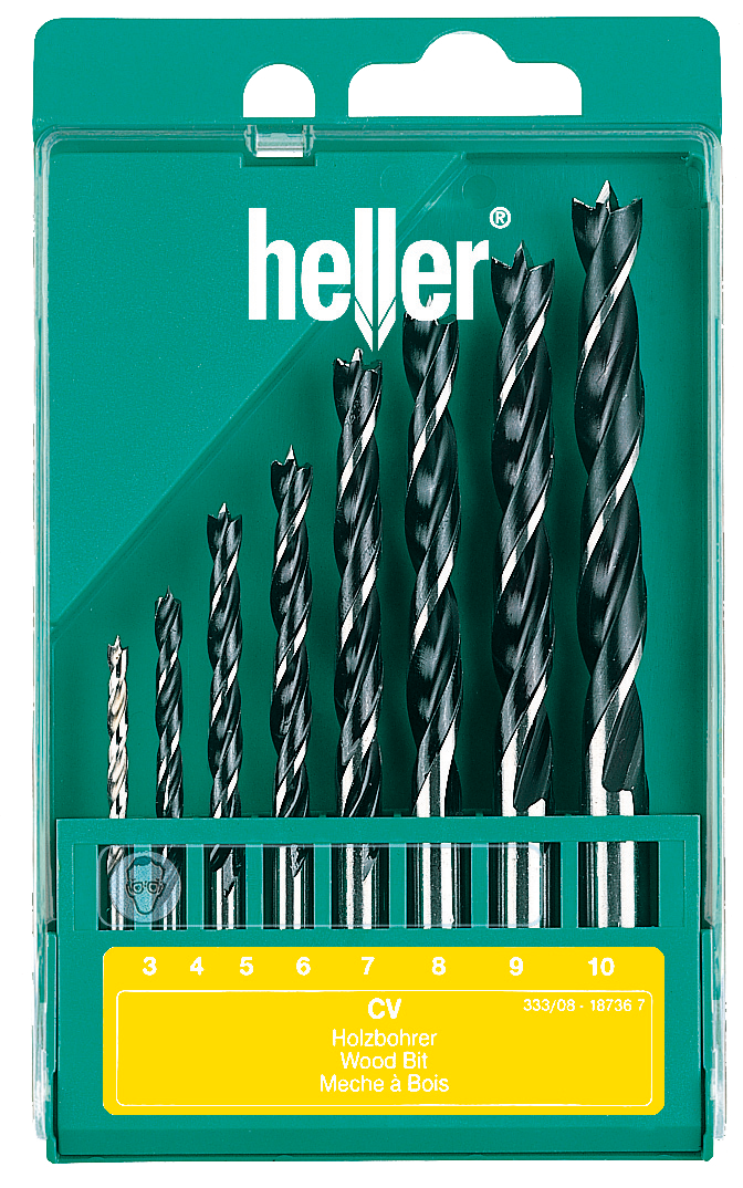 Набор спиральных сверл Heller CV по дереву (3-10 мм) (8 пр.)
