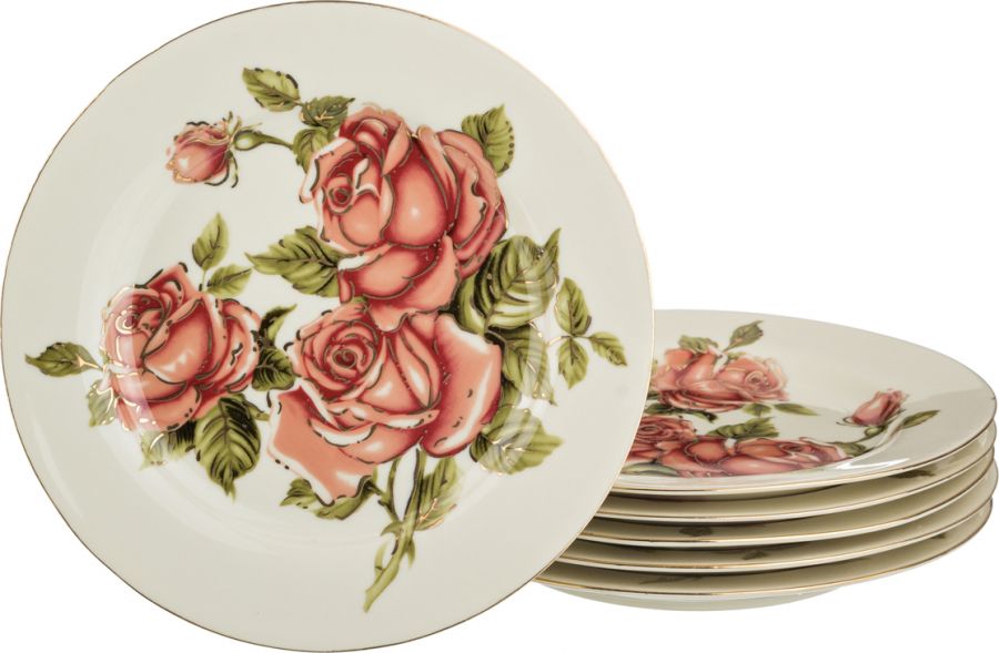 Набор тарелок "Корейская Роза", 6 шт., 19 см