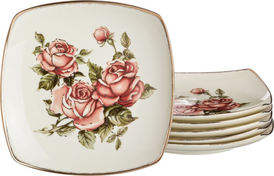 Набор тарелок "Корейская роза" 22x22 см, 6 шт.