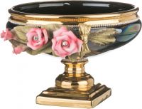 Чаша декоративная "Розы", черная, h=23 см., 33 см.