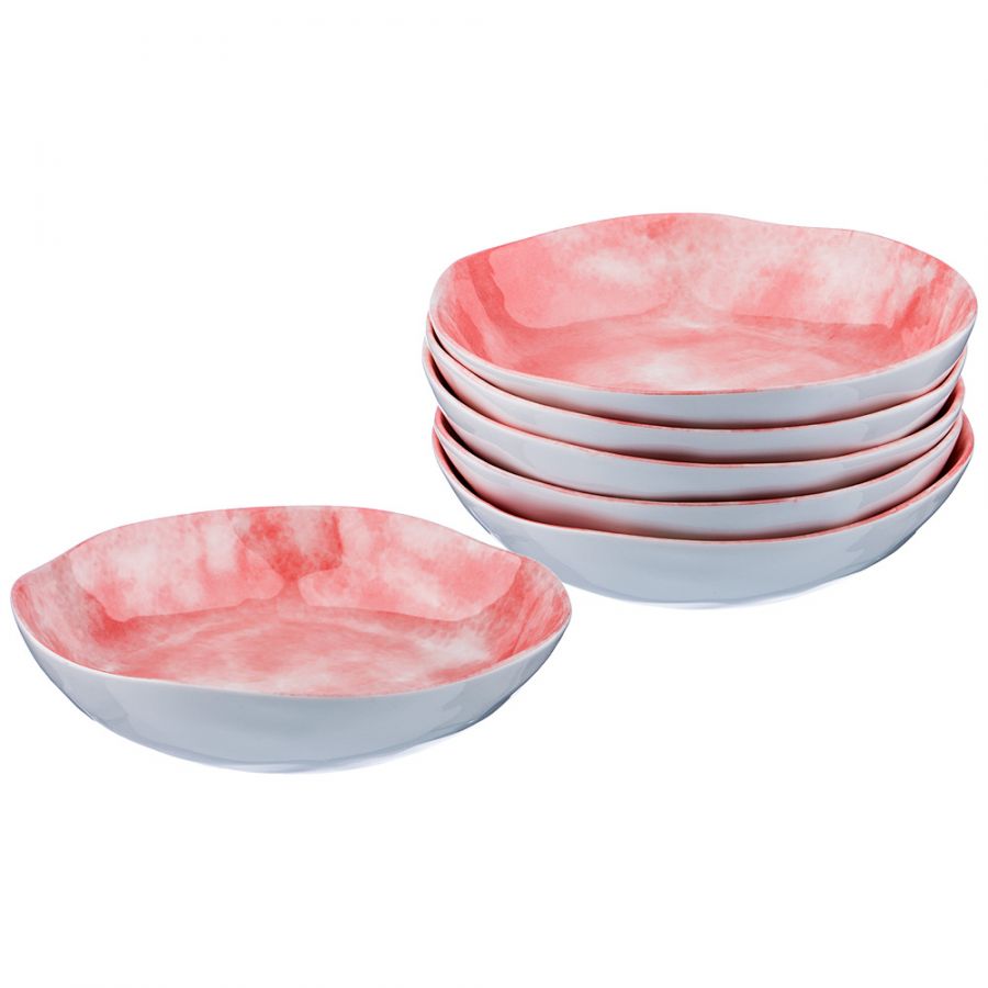 Набор салатников 6 шт. 20 см. h=5 см. коллекция "Парадиз" цвет: розовый закат
