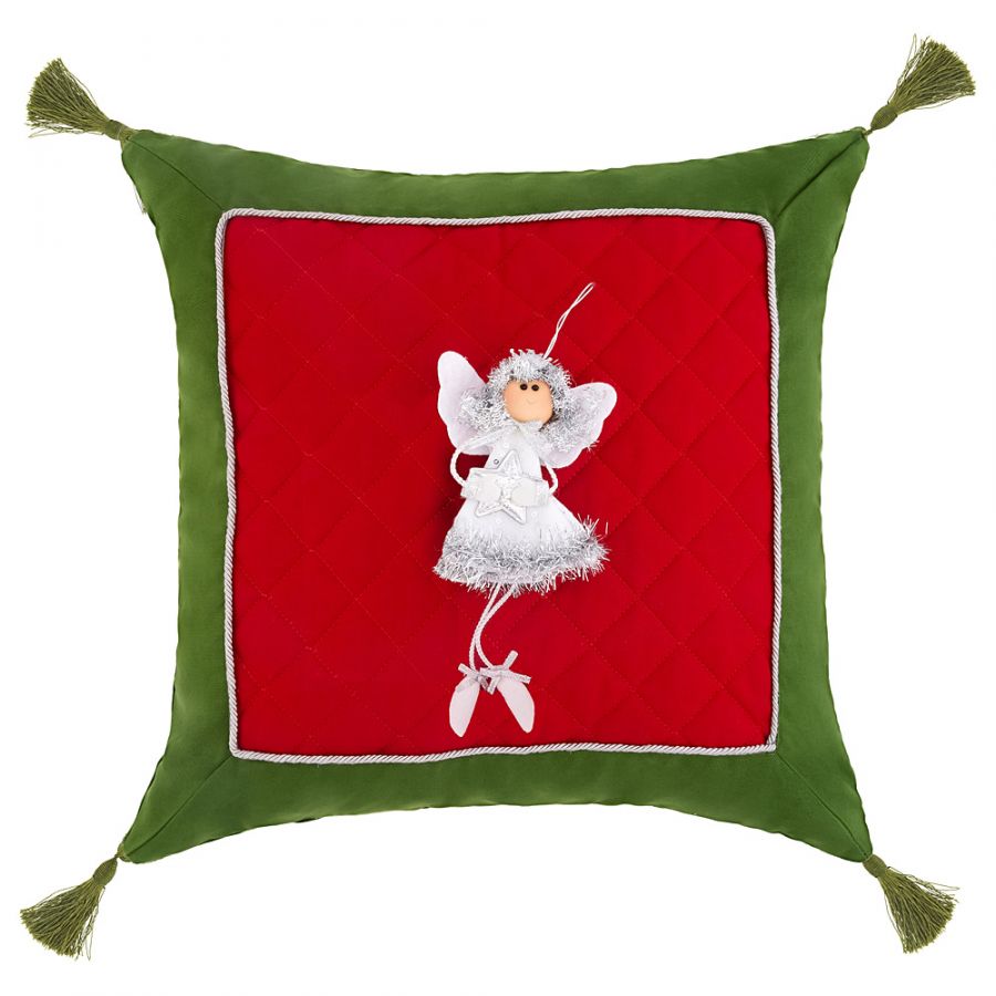 Подушка декоративная "Сказка",100% хлопок,красный+зелёный