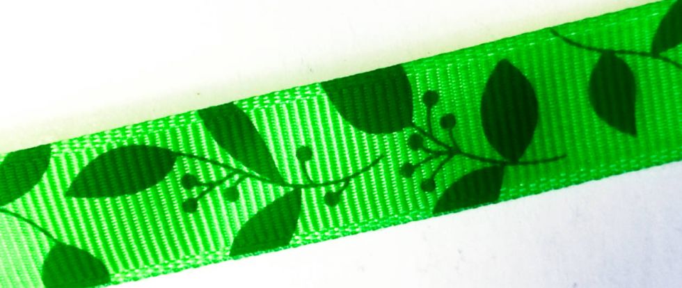 Лента репсовая (в рубчик) 15 мм с рисунком Веточки разные цвета TBY.ЛДР.СК-07