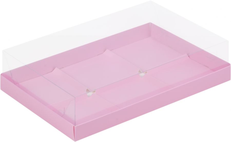 РК Коробка п/мус. пирож.с пл.кр. 260*170*60 розовая матовая (6)