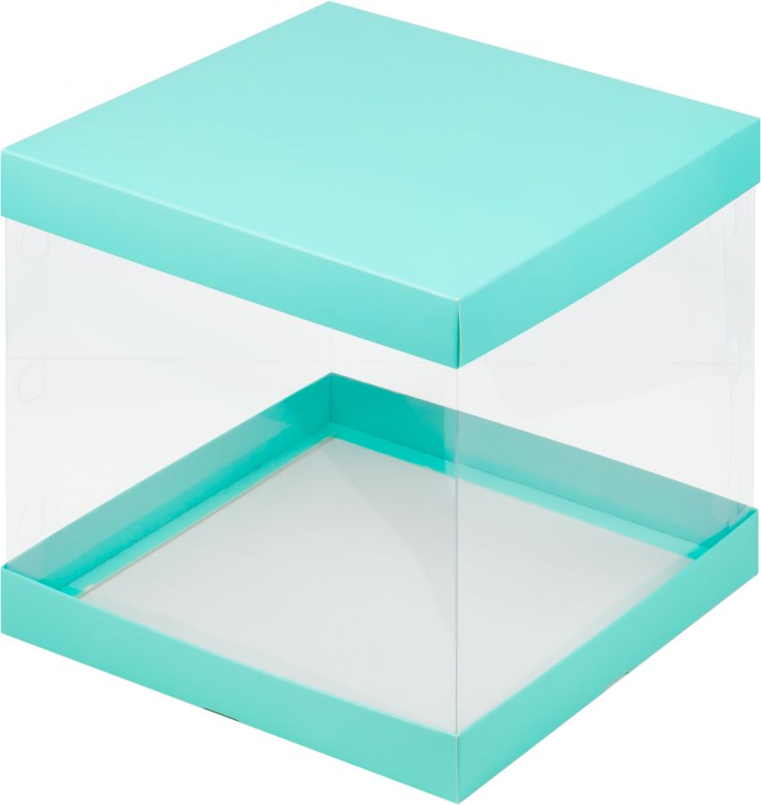 РК Коробка д/торта с прозрачными стенками 300*300*280 тиффани