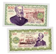 100 Cent FRANCS (франков) — Жуль Верн. Франция (Jules Verne. France). Памятная банкнота. UNC Oz ЯМ