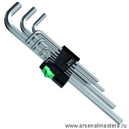 Набор г-образных ключей, метрических, хромированных WERA 950 L/9 SM N WE-021909