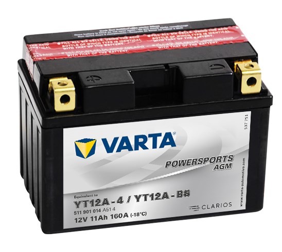 Мото аккумулятор АКБ VARTA (ВАРТА) AGM 511 901 014 A514 YT12A-4 / YT12A-BS 11Ач п.п.