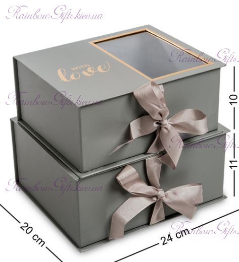 Подарочная оливковая коробка 2 штуки “With love”