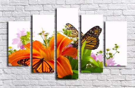Модульная картина Лилия и бабочки