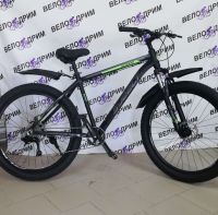 Велосипед 27, 5 полуфэт черно зелёный на широких колёсах