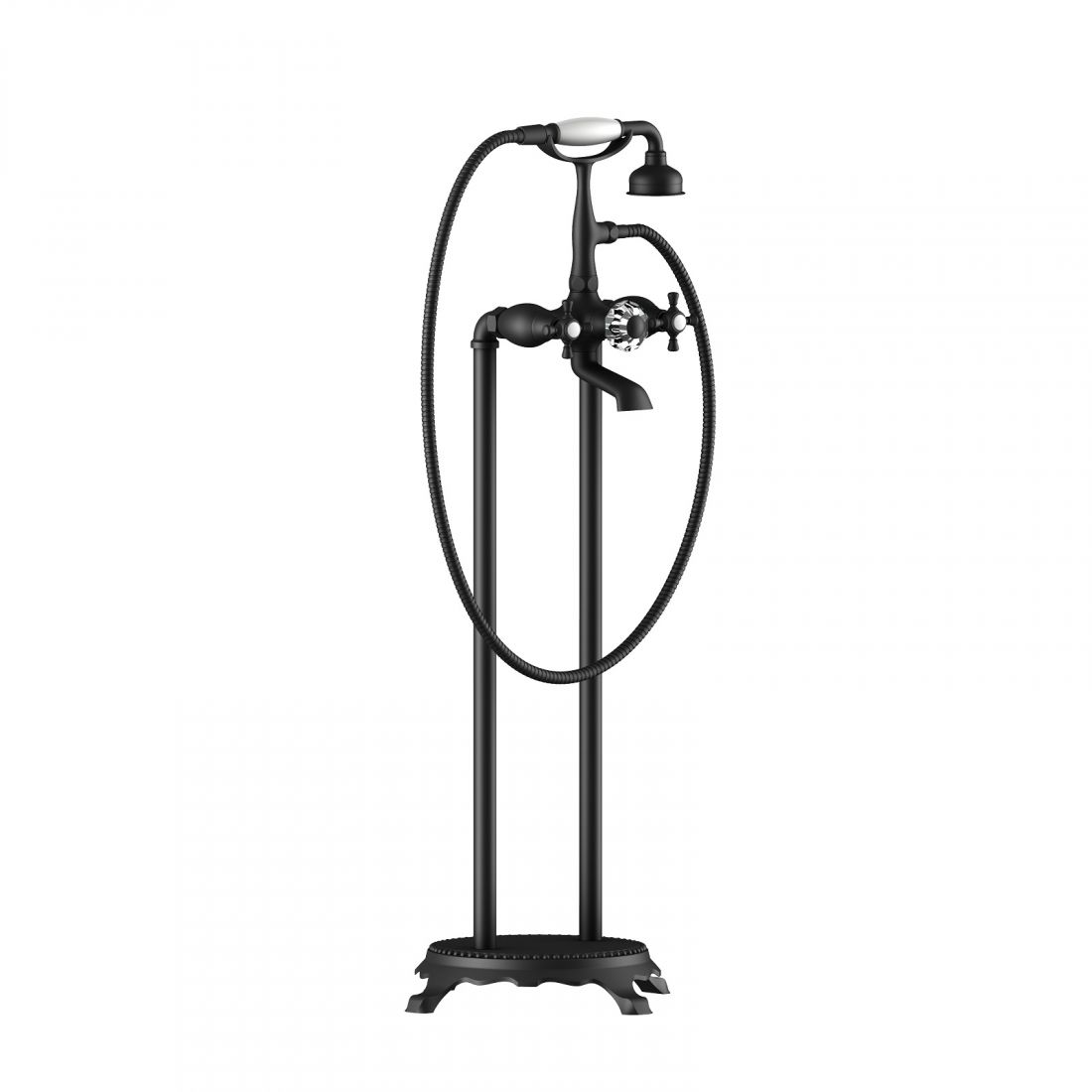 Смеситель напольный для ванны с душем Timo Nelson (1900/03Y-CR) черный