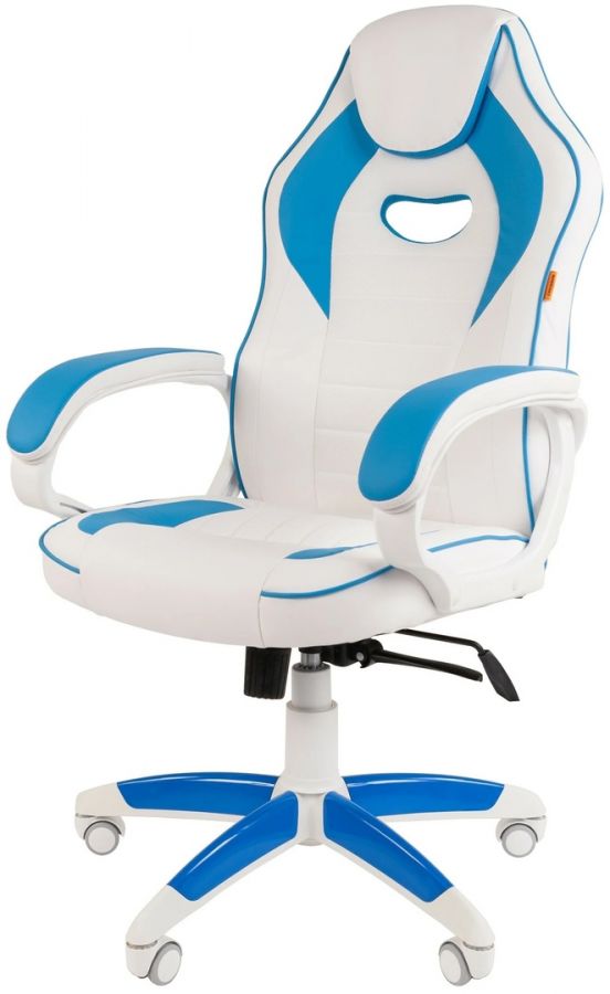 Компьютерное кресло Chairman GAME 16 игровое Белое/голубое (00-070300490)