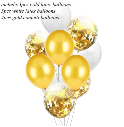 Цветные латексные шары, воздушные шары с конфетти  золото