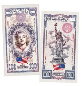 100 долларов (Dollars) — США. Мэрилин Монро(Marilyn Monroe). Памятная банкнота. UNC Oz ЯМ