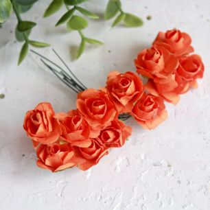 Бумажные цветы Оранжевые - Кукольная миниатюра