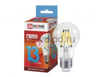 Лампа светодиодная LED-A60-deco 13Вт 230В Е27 4000К 1170Лм прозрачная IN HOME