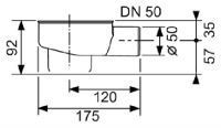 Сифон Tece Drainline DN50 0,8 л/с 650001 горизонтальный без погружного стакана схема 2