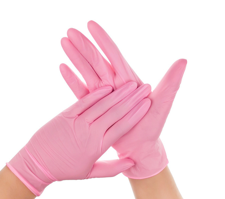 Перчатки нитриловые, розовые, размер М, (100 шт)
