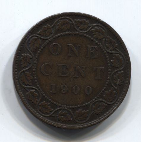 1 цент 1900 Канада Редкий тип (без отметки монетного двора)