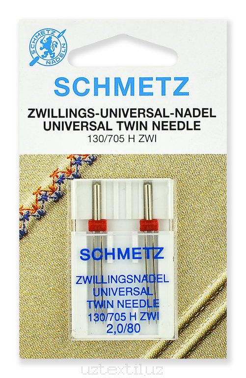 Иглы двойные Schmetz 130/750HS ZWI №80/2.0 - 2 Штуки