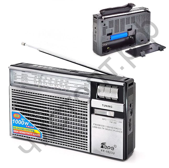 Радиоприёмник сетев. Fepe FP-1823U (USB, 18650)