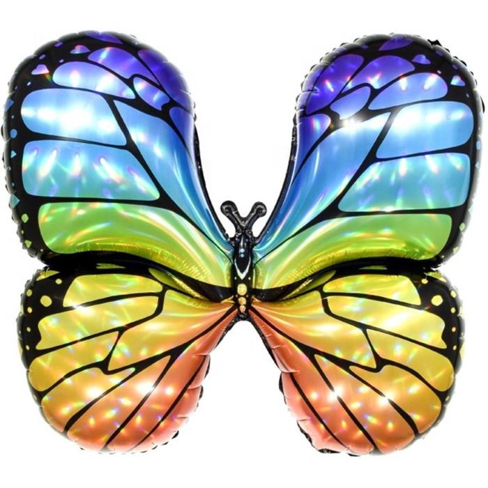 Шар фольгированный 31" «Бабочка. Яркая радуга», фигура, голография