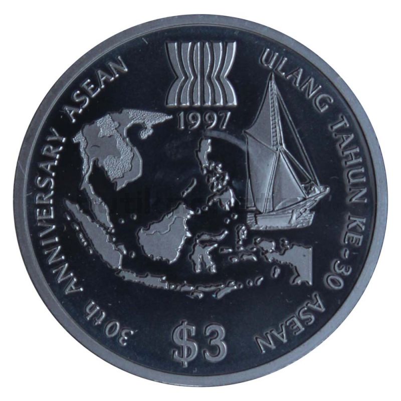 3 доллара 1997 Бруней 30 лет Ассоциации государств Юго-Восточной Азии