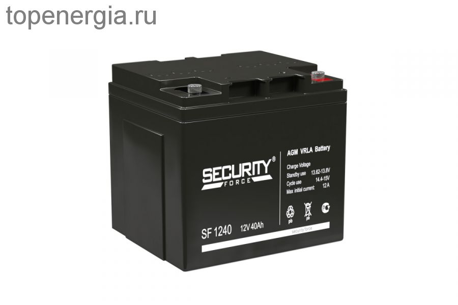 Аккумулятор герметичный VRLA свинцово-кислотный SECURITY FORCE SF 1240 (12V/40Ah)