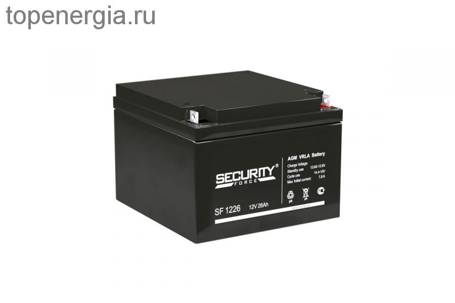 Аккумулятор герметичный VRLA свинцово-кислотный SECURITY FORCE SF 1226 (12V/26Ah)