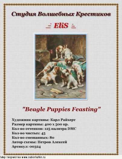 00324 Beagle Puppies Feasting