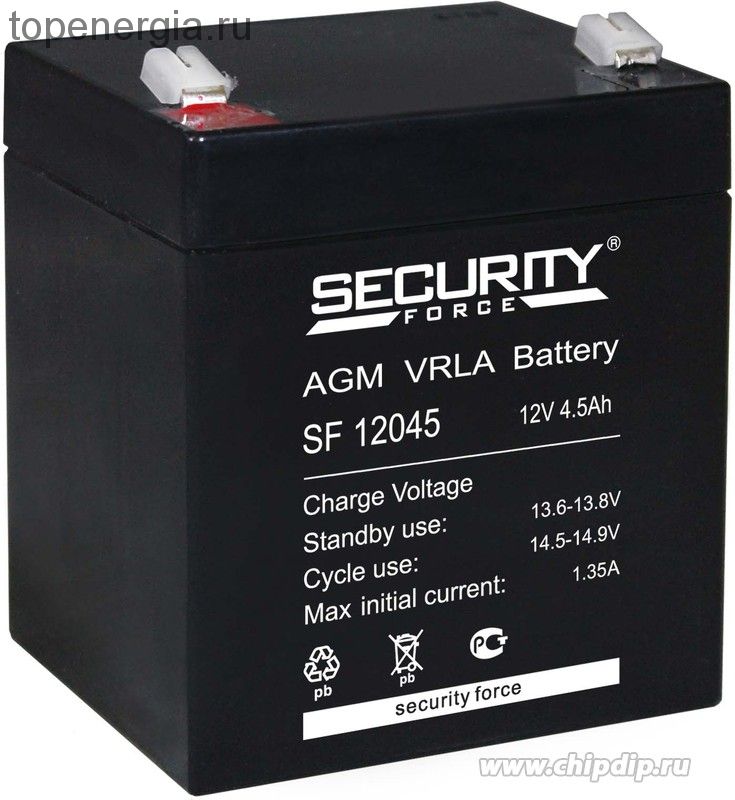 Аккумулятор герметичный VRLA свинцово-кислотный SECURITY FORCE SF 12045 (12V/4,5Ah)