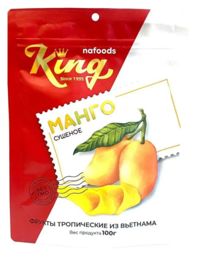 KING Манго сушеное 100 гр пакет