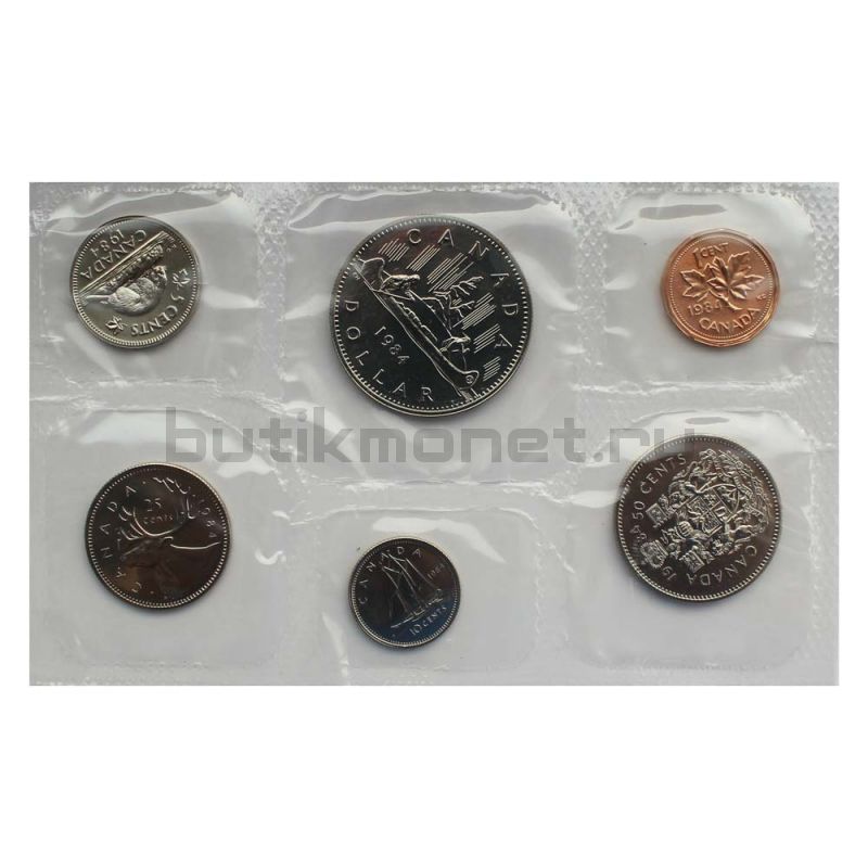 Официальный годовой набор монет 1984 Канада  (6 монет в запайке)