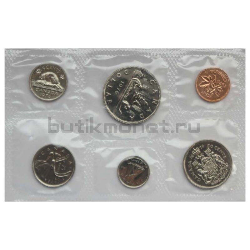 Официальный годовой набор монет 1976 Канада  (6 монет в запайке)