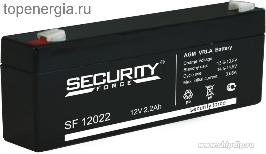 Аккумулятор герметичный VRLA свинцово-кислотный SECURITY FORCE SF 12022 (12V/2,2Ah)
