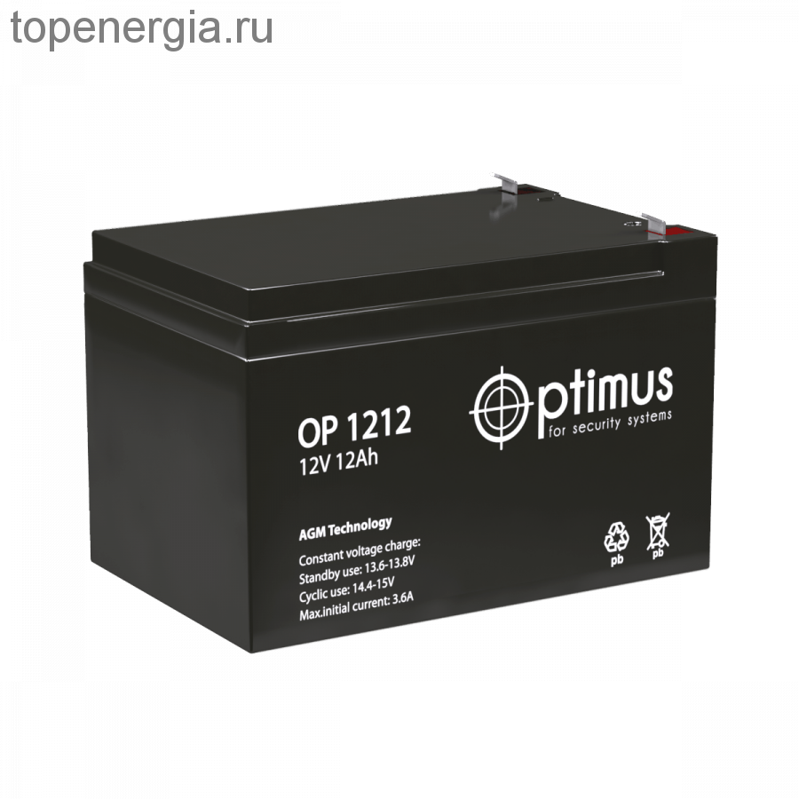 Аккумулятор герметичный VRLA свинцово-кислотный OPTIMUS OP 1212 (12V/12Ah)