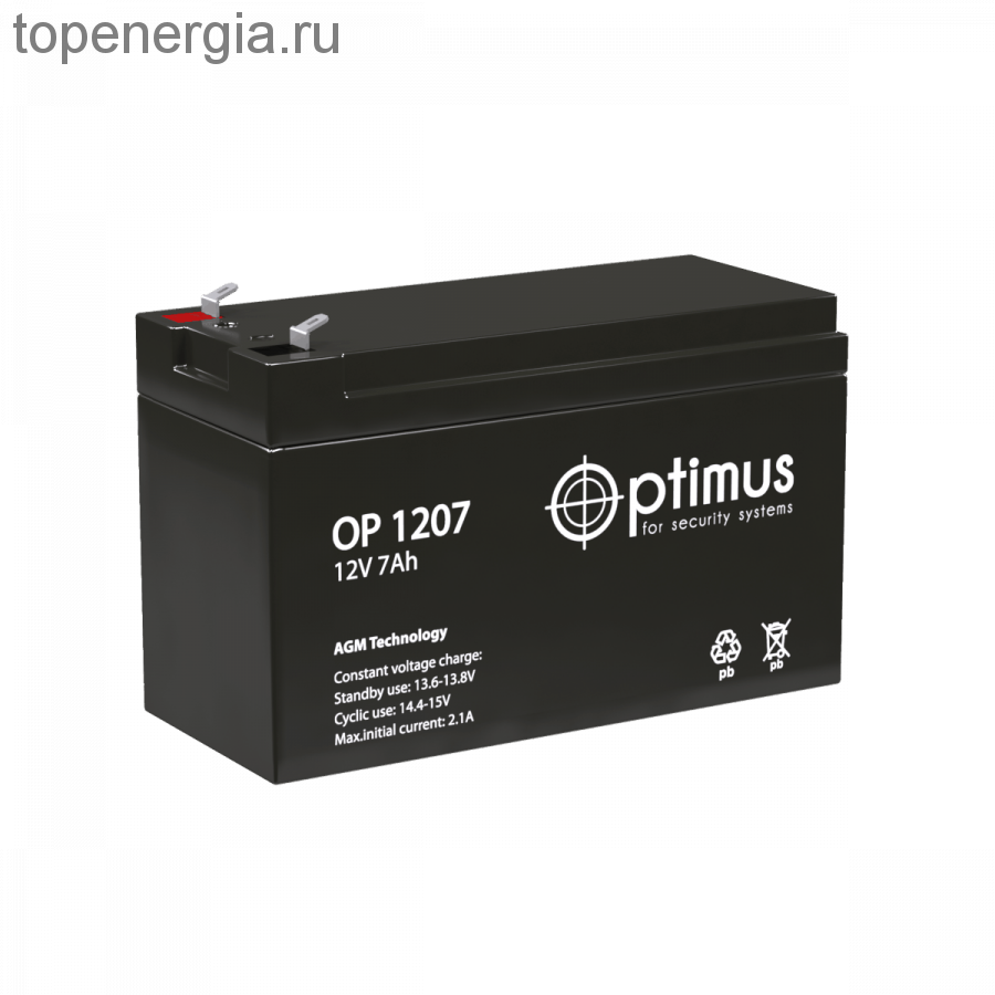 Аккумулятор герметичный VRLA свинцово-кислотный OPTIMUS OP 1207 (12V/7Ah)