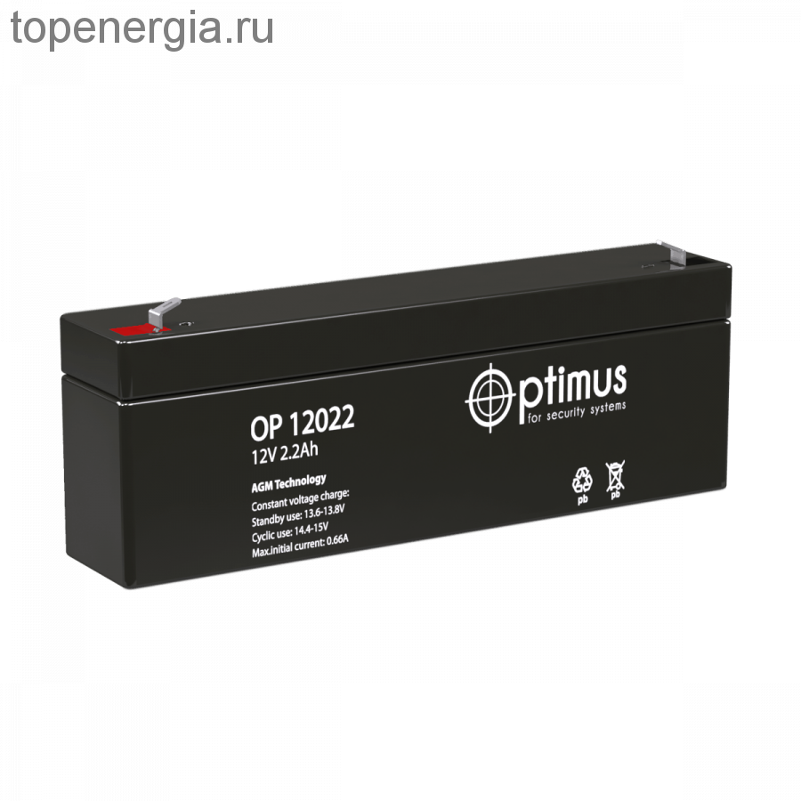 Аккумулятор герметичный VRLA свинцово-кислотный OPTIMUS OP 12022 (12V/2,2Ah)