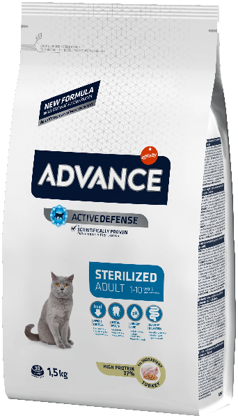 Сухой корм для стерилизованных кошек Advance Sterilized с индейкой и ячменём 1.5 кг