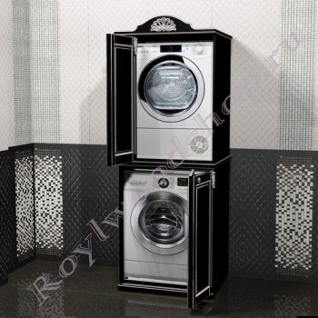Шкаф для стиральной и сушильной машин "Руссильон PROVENCE-Дупль-V  черный с серебром"