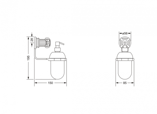 Дозатор для жидкого мыла Jorger APHRODITE 607.00.006 схема 2