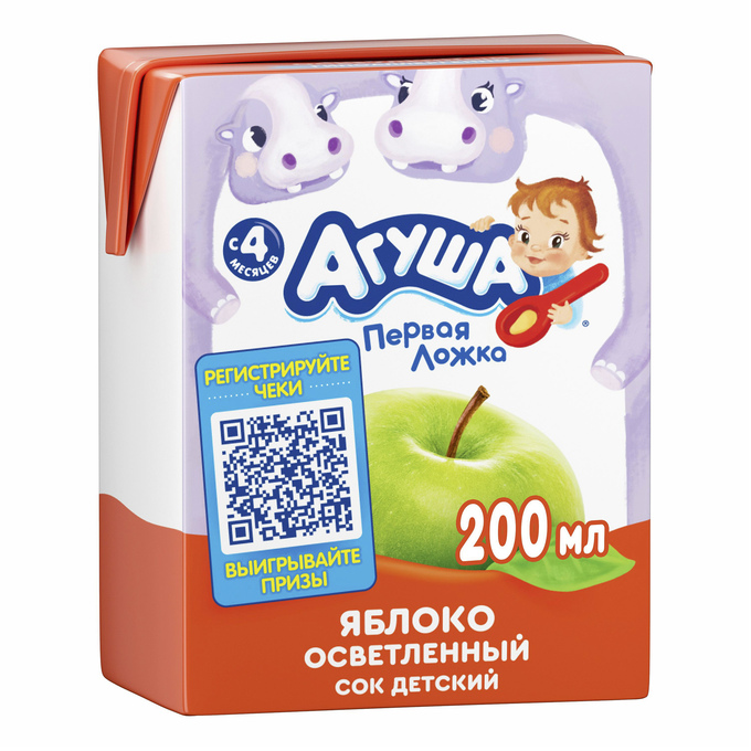 Сок Агуша 200 мл яблоко осветл. б/с фн