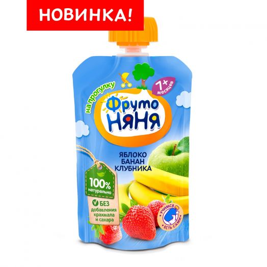 Десерт Фрутоняня 90г яблоко/банан/клубника д/п