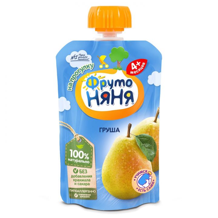 Пюре Фрутоняня груша натуральное 90г д/п