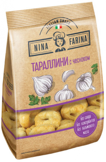 Тараллини Nina Farina с чесноком 180г