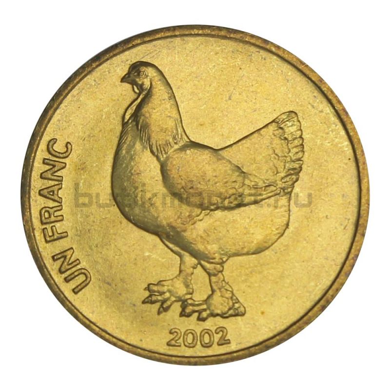 1 франк 2002 Конго (ДРК) Петух (Животные)
