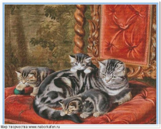 Набор для вышивания "00170 Полосатая кошка и ее трое котят"