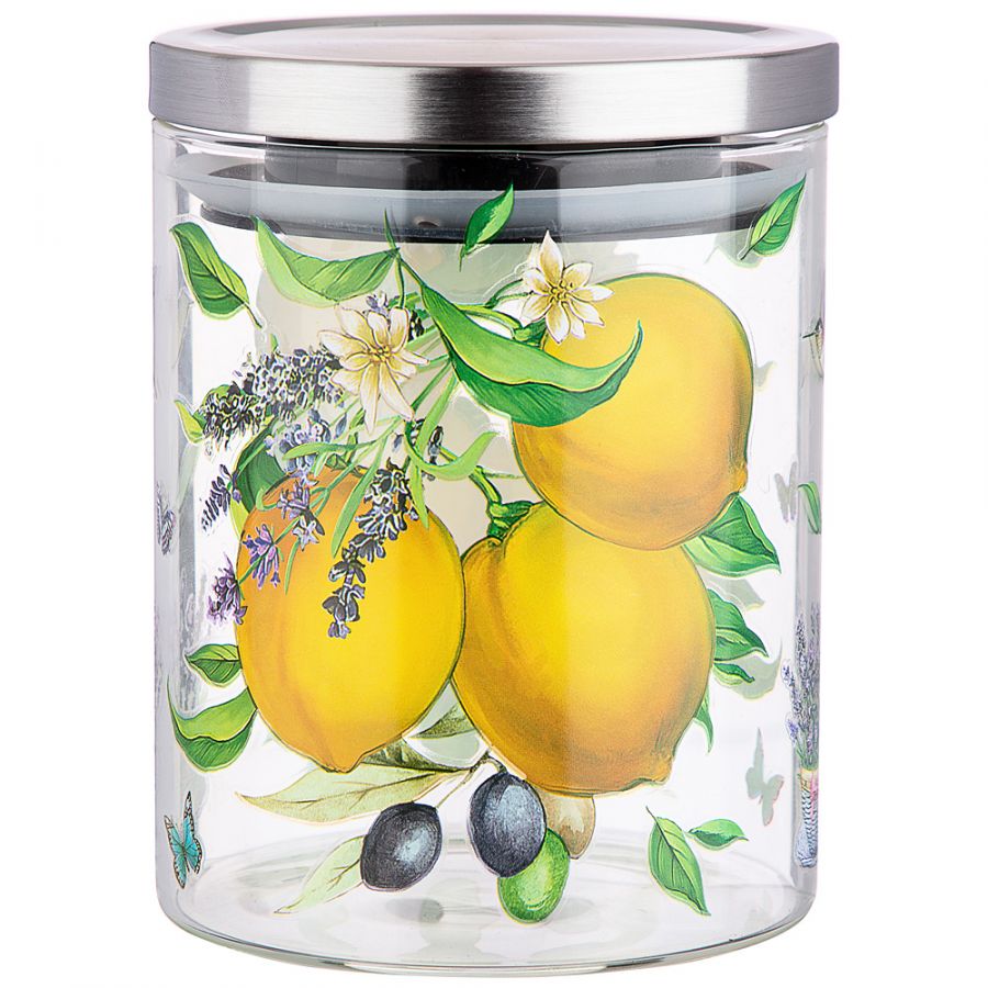Емкость для сыпучих "Прованс лимоны" , 850 мл боросиликатное стекло